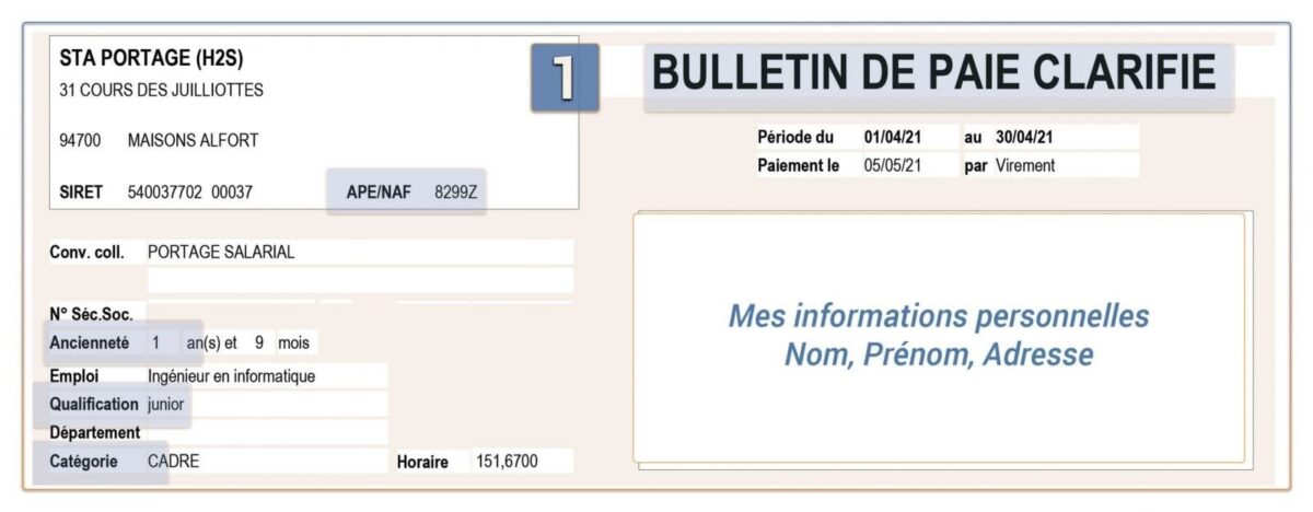 Réplique d'un bulletin de paie clarifié